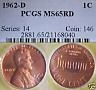 1962-D 1C MS65RD