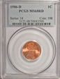 1986-D 1C MS68RD
