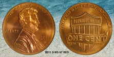 2011-D 1C Shield MS67RD