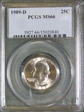 1989-D 25C MS66