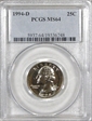 1994-D 25C MS64