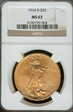 1914_D $20 St. Gaudens MS63