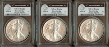 2011-W $1 Burnished Silver Eagle 25th Anniversary Set First Strike SP70