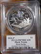 2016-P $1 Mark Twain First Strike Mark Twain Label PR70DCAM