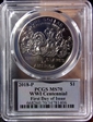 2018-P $1 WWI Centennial First Day of Issue Wreath MS70