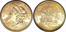 1857-S $20 Spiked Shield MS66
