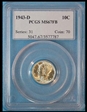 1943-D 10C MS67FB