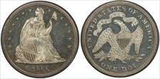 1866 $1 Motto PR63