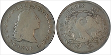 1795 $1 Flowing Hair, 3 Leaves F12