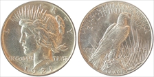 1921 $1 High Relief, Peace MS62