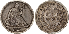 1837 H10C Seated, Small Date AU50