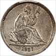 1837 10C Seated, Large Date AU50