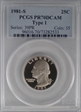1981-S 25C Type 1 PR70DCAM