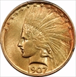 1907 $10 Indian AU58+
