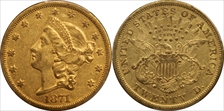 1871-S $20 AU50