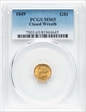 1849 G$1 Closed Wreath MS65