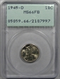 1945-D 10C MS66FB