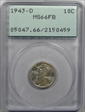 1943-D 10C MS66FB