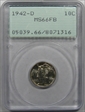 1942-D 10C MS66FB