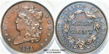 1834 1/2C MS65BN
