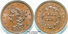 1849 1/2C MS65BN
