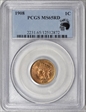 1908 1C MS65RD