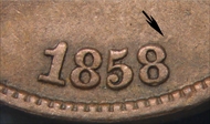 1858/7 1C Strong Overdate XF40