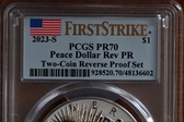2023-S $1 Peace Dollar Rev PR Two-Coin Reverse Proof Set First Strike PR70