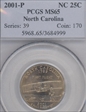 2001-P 25C North Carolina MS65