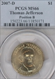 2007-D $1 Thomas Jefferson Position B MS66
