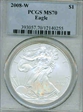 2008-W $1 Burnished Silver Eagle SP70