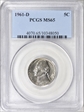 1961-D 5C MS65