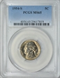 1954-S 5C MS65