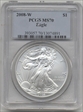 2008-W $1 Burnished Silver Eagle SP70