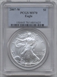 2007-W $1 Burnished Silver Eagle SP70