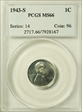 1943-S 1C MS66