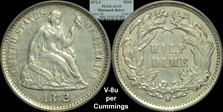 1872-S H10C Mintmark Below Bow AU55