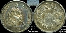 1872-S H10C Mintmark Above Bow AU53