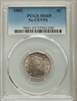 1883 5C No CENTS MS65