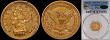 1843-D $2.50 Large D AU53