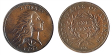 1793 1C Wreath, Vine and Bars AU53BN