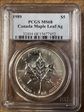 1989 $5 Maple Leaf 1oz Ag MS68