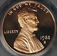 1988-S 1C PR70DCAM
