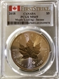 2018 $5 Maple Leaf/Ag - Incuse First Strike MS69