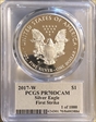 2017-W $1 Silver Eagle First Strike 1 of 1000 Black Freedom T. Cleveland PR70DCAM