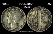 1918-D 10C MS64