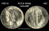 1937-S 10C MS66