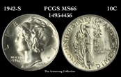 1942-S 10C MS66