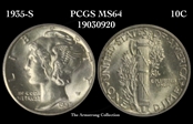 1935-S 10C MS64