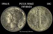 1916-S 10C Mercury MS63